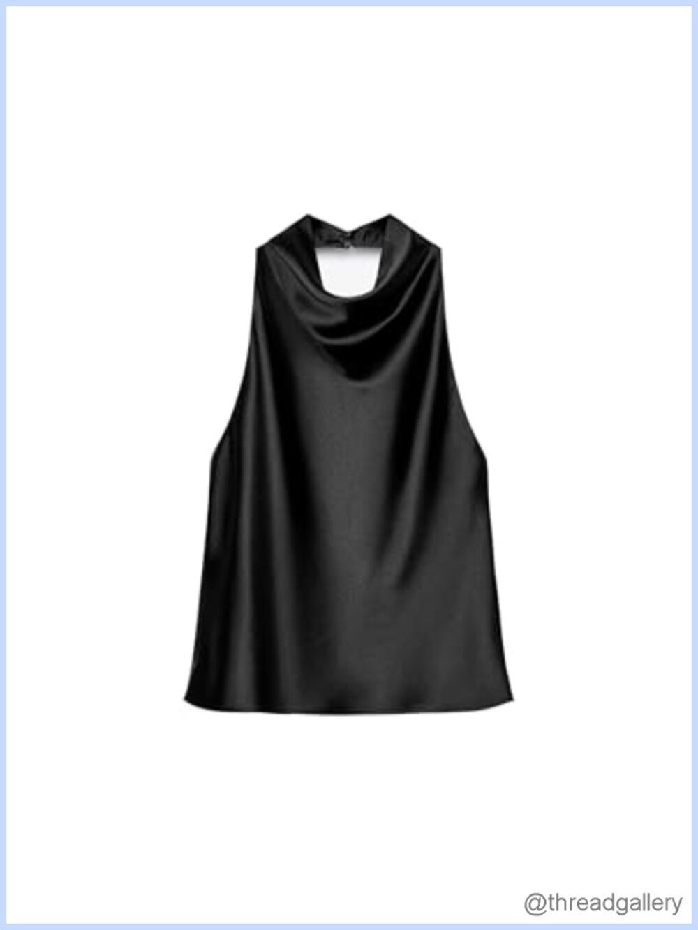 Satin Tank Top Backless Halter Neck Draped Front Loose Fit Summer Camisole